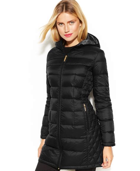 michael kors black longline puffer coat|Michael Kors puffer coat packable.